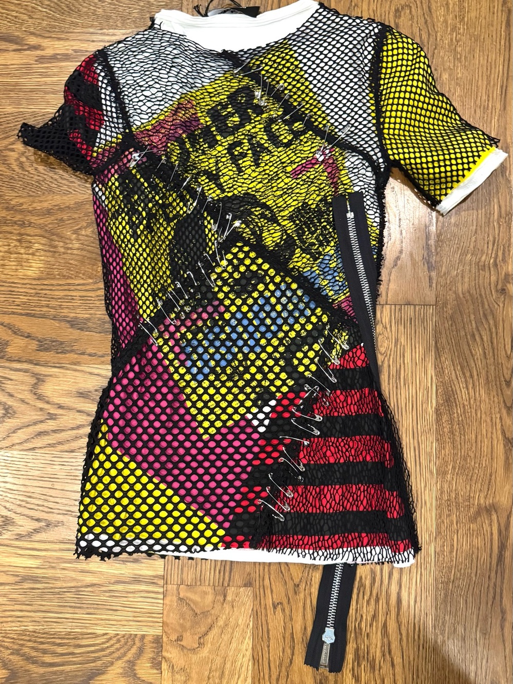 NWT - DSQUARED Green Yellow Black Mesh-Detail T-Shirt XS Luxury High Fashion - Picture 11 of 14